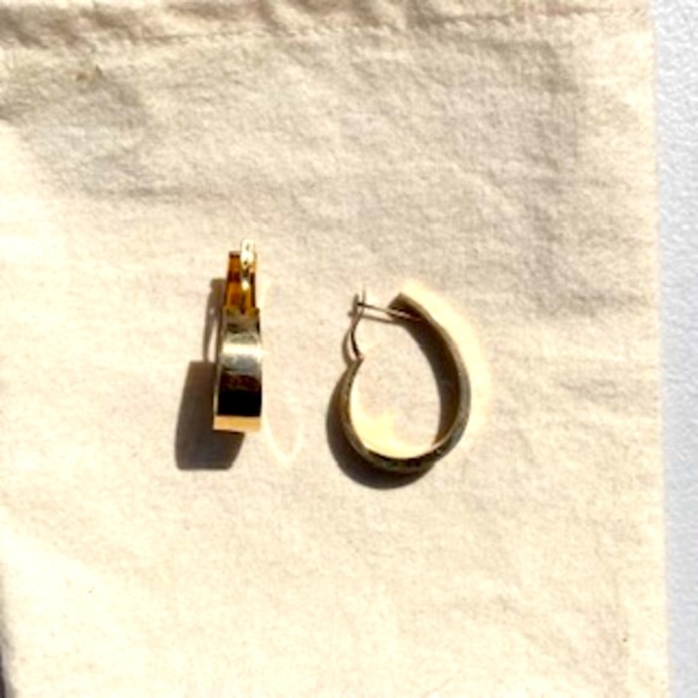 14K Yellow Gold Oval Hoop Earrings